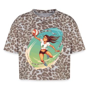 Joueur de volley-ball Style comique - T-shirt boxy femme léopard premium - Leopard print - Devant - AI Model Female 172 dark (172cm)