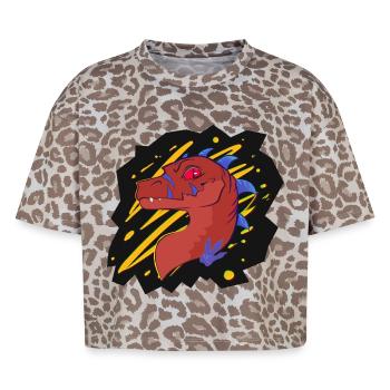 Firia, the Chimera (by Derpy Fox) - Boxy Leo Women's Premium Organic T-Shirt - Leopard print - Front - AI Model Female 172 dark (172cm)
