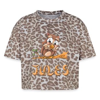 Owl Jules - Boxy Leo Women's Premium Organic T-Shirt - Leopard print - Front - AI Model Female 172 dark (172cm)