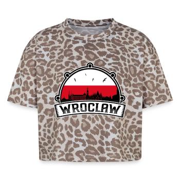 Wroclaw Pologne Skyline Voyage Souvenir Drapeau polonais - T-shirt boxy femme léopard premium - Leopard print - Devant - AI Model Female 172 dark (172cm)