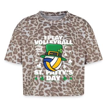 Volleyball de la Saint-Patrick - T-shirt boxy femme léopard premium - Leopard print - Devant - AI Model Female 172 dark (172cm)