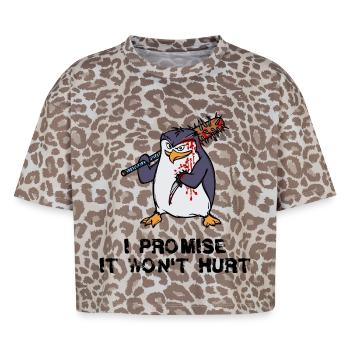 Penguin Statement Antarctica Animal Seabird Zoo - Boxy Leo Women's Premium Organic T-Shirt - Leopard print - Front - AI Model Female 172 dark (172cm)