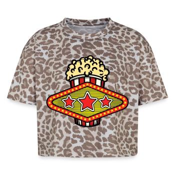 Cineaste Series Popcorn Movies Movies Movies Cinema After - T-shirt boxy femme léopard premium - Leopard print - Devant - AI Model Female 172 dark (172cm)