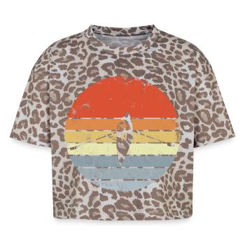 Vintage Rowing Boat Drawing - Boxy Leo Women's Premium Organic T-Shirt - Leopard print - Front - AI Model Female 172 dark (172cm)
