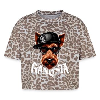 Cadeau de chien irlandais Terrier Gangsta Gangster - T-shirt boxy femme léopard premium - Leopard print - Devant - AI Model Female 172 dark (172cm)