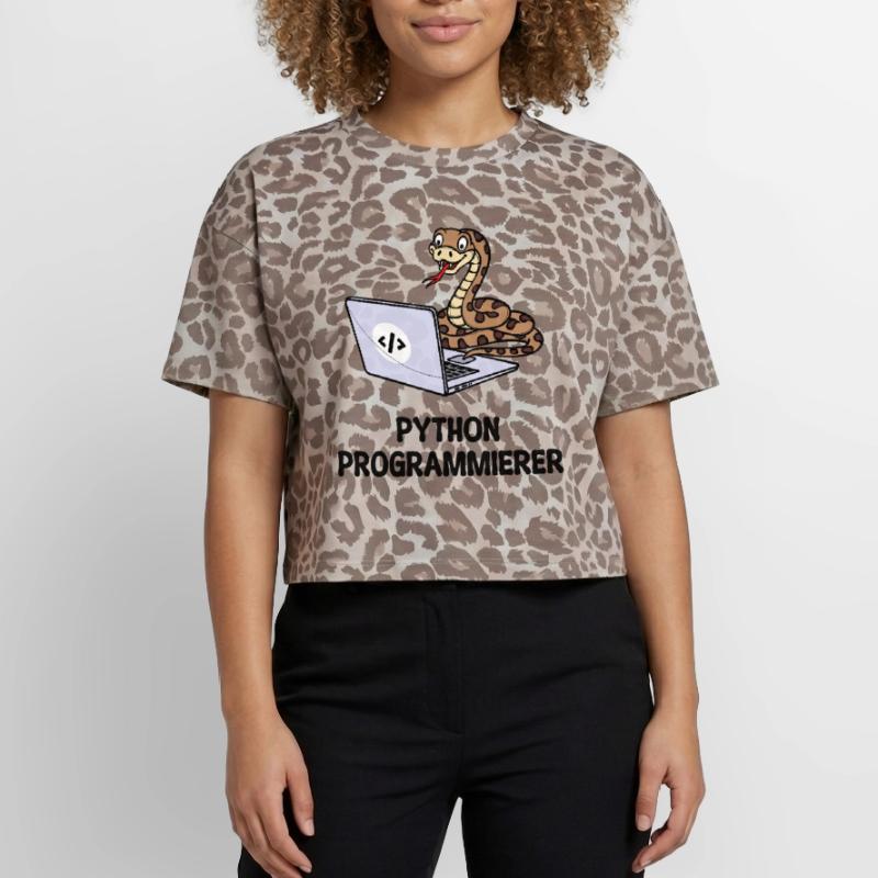 Déclaration du développeur de code informatique du programmeur T-shirt boxy femme léopard premium