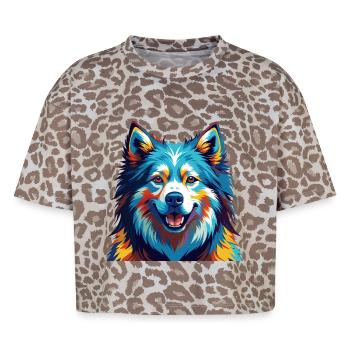 Samoyed Dog Breed Colorful Cartoon Kawaii - Boxy Leo Women's Premium Organic T-Shirt - Leopard print - Front - AI Model Female 172 dark (172cm)
