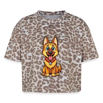 Deutscher Schäferhund Niedliche Karikatur Kawaii Clipart - Boxy Leo Frauen Premium Organic T-Shirt - Leopard print - Vorne - AI Model Female 172 dark (172cm)