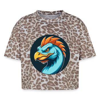 Basilisk Niedliches Kawaii Cartoon Tier Haustier Logo - Boxy Leo Frauen Premium Organic T-Shirt - Leopard print - Vorne - AI Model Female 172 dark (172cm)