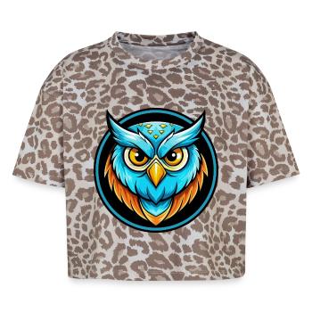 Eule Bunt Kawaii Cartoon Figur Clipart Haustier - Boxy Leo Frauen Premium Organic T-Shirt - Leopard print - Vorne - AI Model Female 172 dark (172cm)