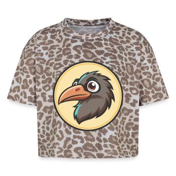 Raven Kawaii Cartoon Character Animal Pet Face - Boxy Leo Women's Premium Organic T-Shirt - Leopard print - Front - AI Model Female 172 dark (172cm)
