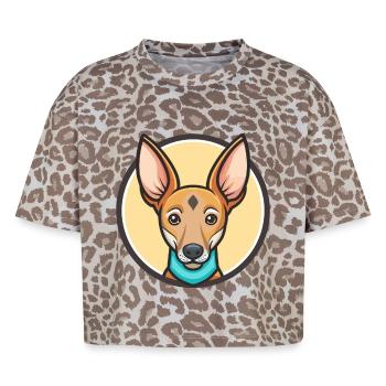 Cirneco Dell Etna Dog Breed Cartoon Kawaii Clipart - Boxy Leo Women's Premium Organic T-Shirt - Leopard print - Front - AI Model Female 172 dark (172cm)