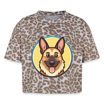 Osteuropäische Schäferhundrasse Karikatur Kawaii - Boxy Leo Frauen Premium Organic T-Shirt - Leopard print - Vorne - AI Model Female 172 dark (172cm)