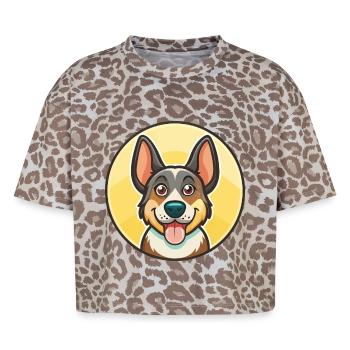 Lithuanian Hound Dog Breed Cartoon Kawaii Clipart - Boxy Leo Women's Premium Organic T-Shirt - Leopard print - Front - AI Model Female 172 dark (172cm)