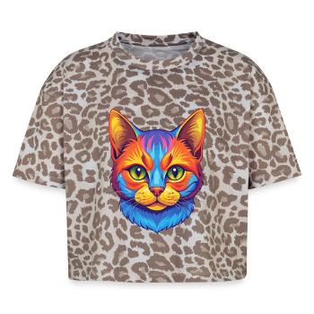 American Wirehair Cat Breed Cartoon Kawaii Animal - Boxy Leo Women's Premium Organic T-Shirt - Leopard print - Front - AI Model Female 172 dark (172cm)