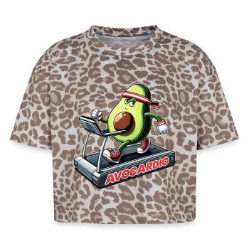 Avocardio Cardio Avocado Funny Gym Gift - Boxy Leo Women's Premium Organic T-Shirt - Leopard print - Front - AI Model Female 172 dark (172cm)
