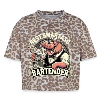 Barman Barman Hippopotame Cadeau Hippopotame - T-shirt boxy femme léopard premium - Leopard print - Devant - AI Model Female 172 dark (172cm)