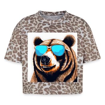 Bear with Sunglasses Pop Art - Boxy Leo Women's Premium Organic T-Shirt - Leopard print - Front - AI Model Female 172 dark (172cm)