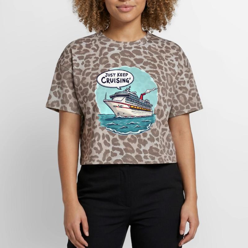 Continuez simplement à naviguer" T-shirt boxy femme léopard premium