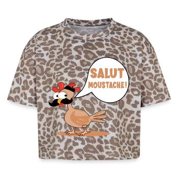 HENS CHICKENS HI MUSTACHE - Boxy Leo Women's Premium Organic T-Shirt - Leopard print - Front - AI Model Female 172 dark (172cm)