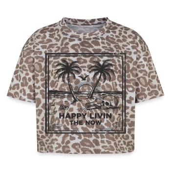 Vintage Strandschädel T-Shirt – Happy Livin - Boxy Leo Frauen Premium Organic T-Shirt - Leopard print - Vorne - AI Model Female 172 dark (172cm)