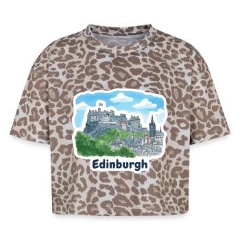 Edinburgh Castle Skyline Schottland Souvenirkunst - Boxy Leo Frauen Premium Organic T-Shirt - Leopard print - Vorne - AI Model Female 172 dark (172cm)