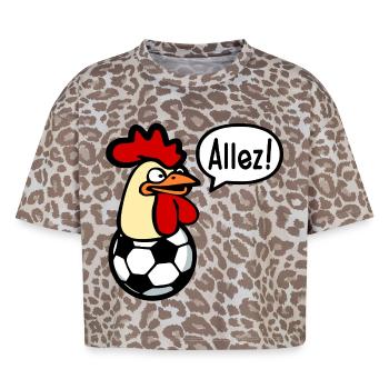 Hens Chickens Football - Boxy Leo Women's Premium Organic T-Shirt - Leopard print - Front - AI Model Female 172 dark (172cm)
