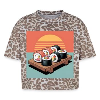 sushi - T-shirt boxy femme léopard premium - Leopard print - Devant - AI Model Female 172 dark (172cm)