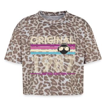 Original 1987 Edition Limitée - T-shirt boxy femme léopard premium - Leopard print - Devant - AI Model Female 172 dark (172cm)