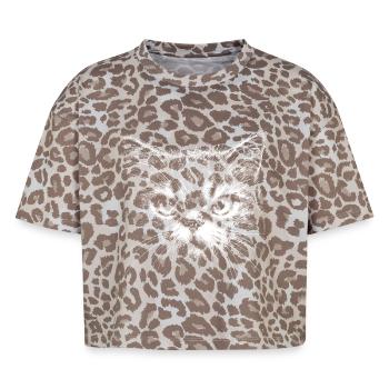 Evil Cat – Böse Katze Horror Motiv - Boxy Leo Frauen Premium Organic T-Shirt - Leopard print - Vorne - AI Model Female 172 dark (172cm)