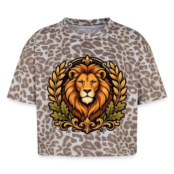 Tête de lion royale ornement doré - T-shirt boxy femme léopard premium - Leopard print - Devant - AI Model Female 172 dark (172cm)