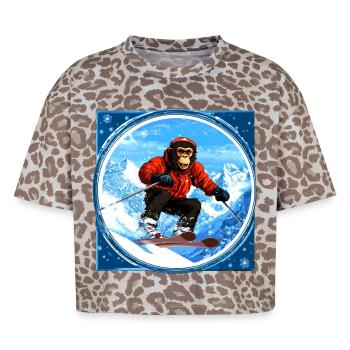 Singe de ski - T-shirt boxy femme léopard premium - Leopard print - Devant - AI Model Female 172 dark (172cm)