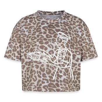 Pizza Baker Drawing - Boxy Leo Women's Premium Organic T-Shirt - Leopard print - Front - AI Model Female 172 dark (172cm)
