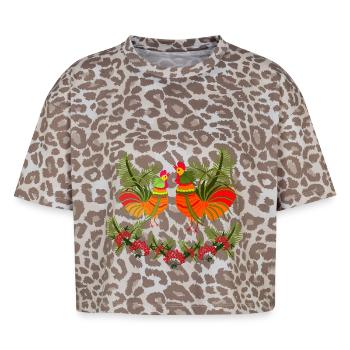 Coq avec poule - T-shirt boxy femme léopard premium - Leopard print - Devant - AI Model Female 172 dark (172cm)