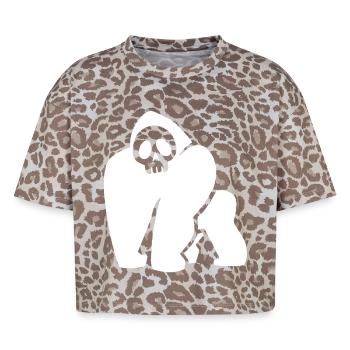 Crâne de gorille blanc - T-shirt boxy femme léopard premium - Leopard print - Devant - AI Model Female 172 dark (172cm)