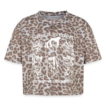 Ça a marché comme un lion - T-shirt boxy femme léopard premium - Leopard print - Devant - AI Model Female 172 dark (172cm)