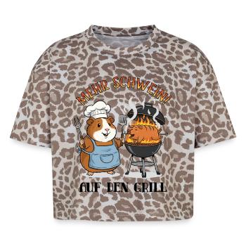 Plus de porc ! Sur le gril - T-shirt boxy femme léopard premium - Leopard print - Devant - AI Model Female 172 dark (172cm)