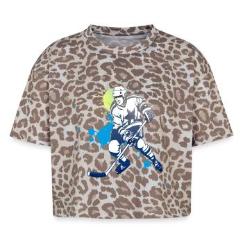 hockey éclaboussures puck ours polaire schütze tor angri - T-shirt boxy femme léopard premium - Leopard print - Devant - AI Model Female 172 dark (172cm)