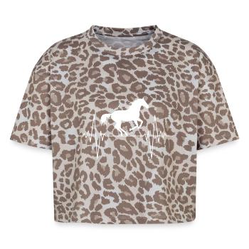Silhouette du cheval battant de cœur - T-shirt boxy femme léopard premium - Leopard print - Devant - AI Model Female 172 dark (172cm)