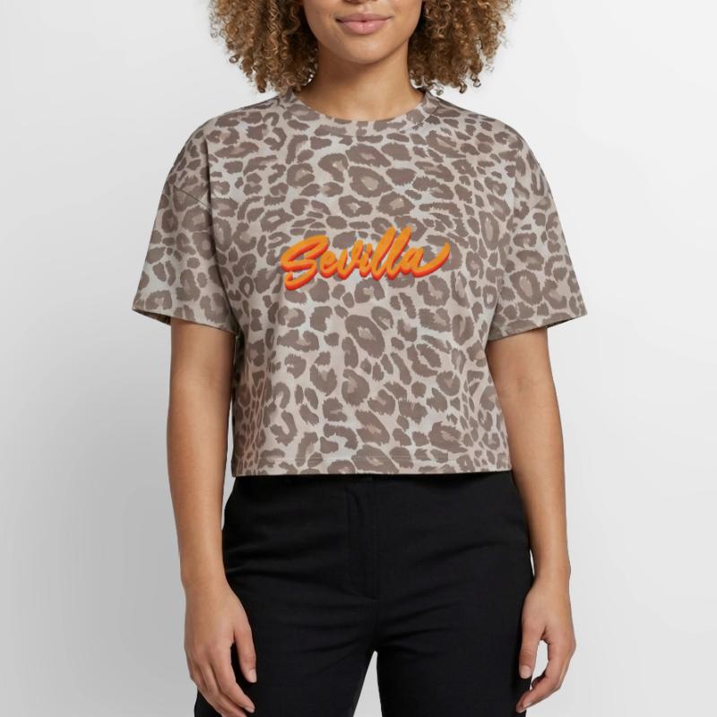 Sevilla Gradient Script Logo T-shirt boxy femme léopard premium