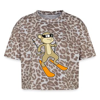 Monkey Skier Ski - Boxy Leo Women's Premium Organic T-Shirt - Leopard print - Front - AI Model Female 172 dark (172cm)
