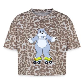 Nilpferd Rollschuhfahren Rollschuhe - Boxy Leo Frauen Premium Organic T-Shirt - Leopard print - Vorne - AI Model Female 172 dark (172cm)