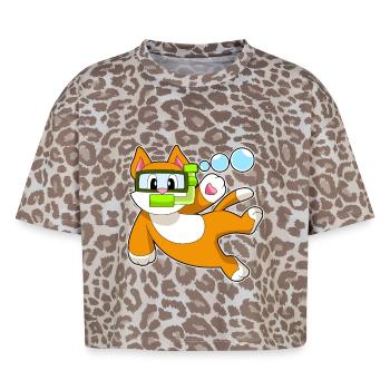 Cat Diver Snorkel Diving - Boxy Leo Women's Premium Organic T-Shirt - Leopard print - Front - AI Model Female 172 dark (172cm)