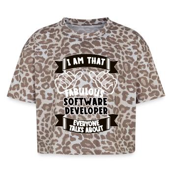 Softwareentwickler Lustiger Spruch Geschenk - Boxy Leo Frauen Premium Organic T-Shirt - Leopard print - Vorne - AI Model Female 172 dark (172cm)