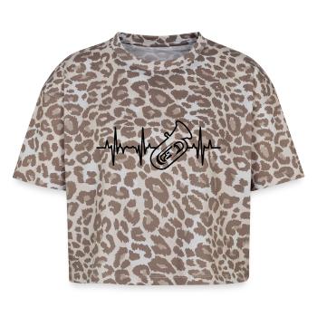 Tuba ECG Heartline - Boxy Leo Women's Premium Organic T-Shirt - Leopard print - Front - AI Model Female 172 dark (172cm)