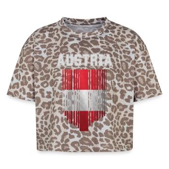 Flag of Austria, Austrian pride - Boxy Leo Women's Premium Organic T-Shirt - Leopard print - Front - AI Model Female 172 dark (172cm)