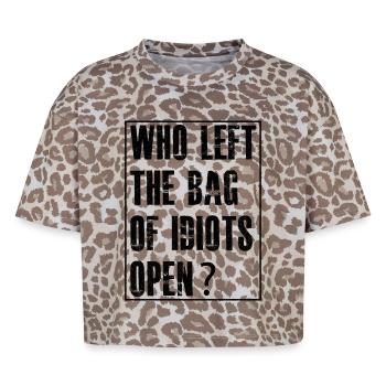 qui a laissé le sac - T-shirt boxy femme léopard premium - Leopard print - Devant - AI Model Female 172 dark (172cm)