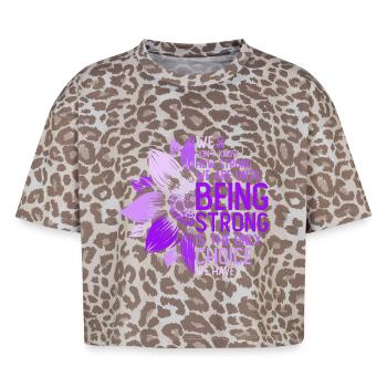 Krebs Bewusstein Sonnenblume Motivation Geschenk - Boxy Leo Frauen Premium Organic T-Shirt - Leopard print - Vorne - AI Model Female 172 dark (172cm)