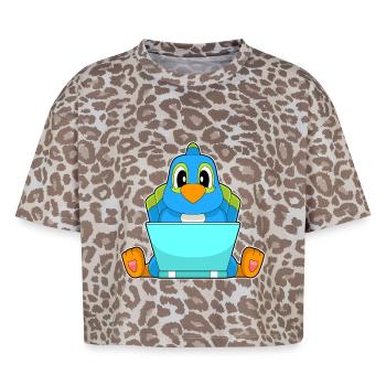 Ordinateur portable Parrot - T-shirt boxy femme léopard premium - Leopard print - Devant - AI Model Female 172 dark (172cm)