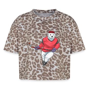 Polar Bear Hockey Hockey Sticks - Boxy Leo Women's Premium Organic T-Shirt - Leopard print - Front - AI Model Female 172 dark (172cm)
